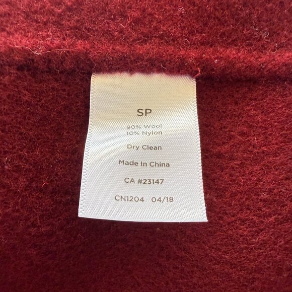 Talbots Petites burgundy wine long sleeve collared wool open jacket blazer SP - Picture 8 of 8